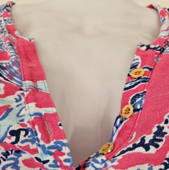 Lilly Pulitzer Vibrant Pink 3/4 Sleeve Cotton Tee - Picture 2 of 6